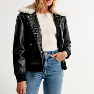 Abercrombie Vegan Leather Bomber Jacket